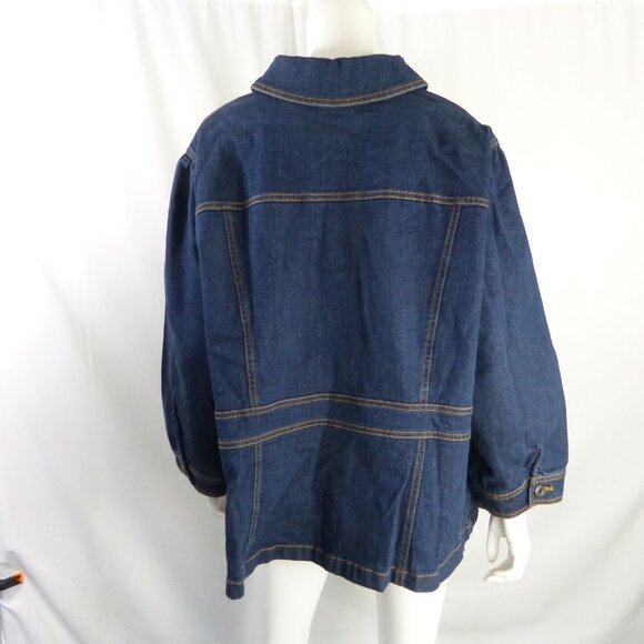 Du Jour Denim Jacket w/ Puff Sleeves A367044 Dark Indigo Plus 28W - Picture 5 of 5